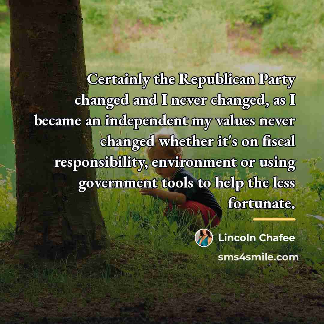 “Certainly the Republican Party changed and I never changed, as…” quote by Lincoln Chafee