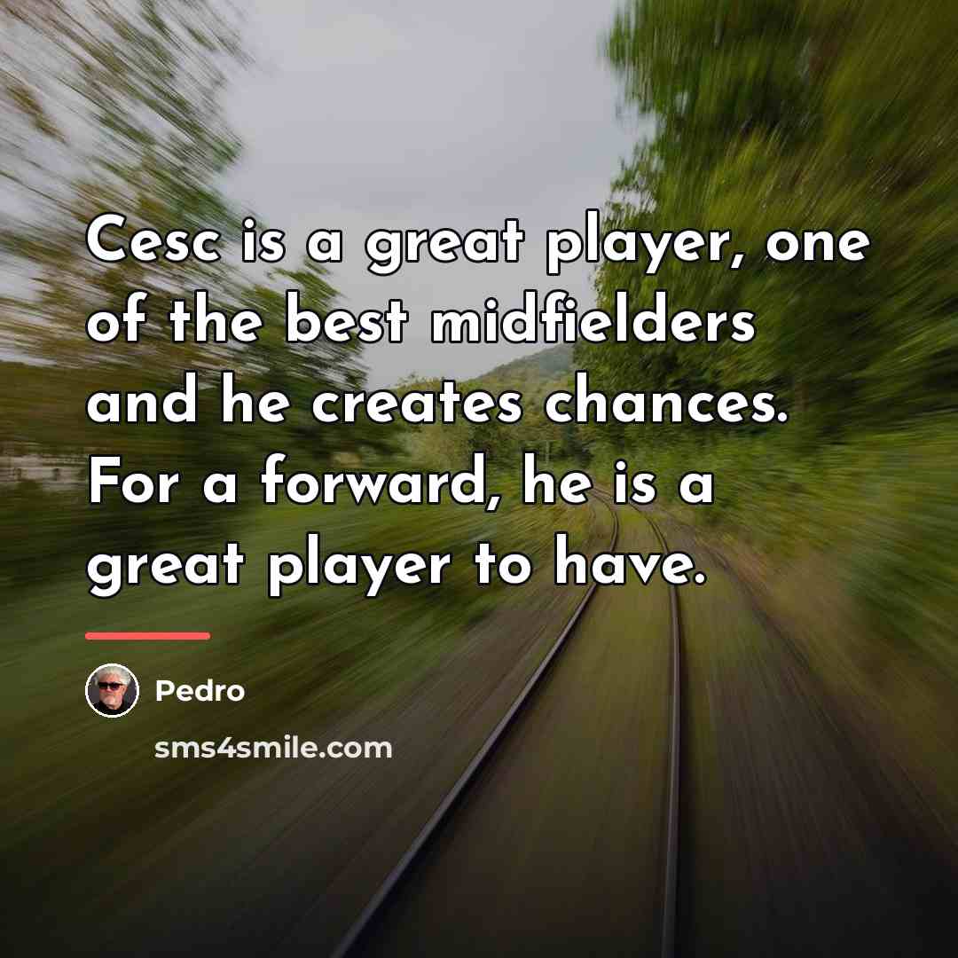 “Cesc is a great player, one of the best midfielders…” quote by Pedro