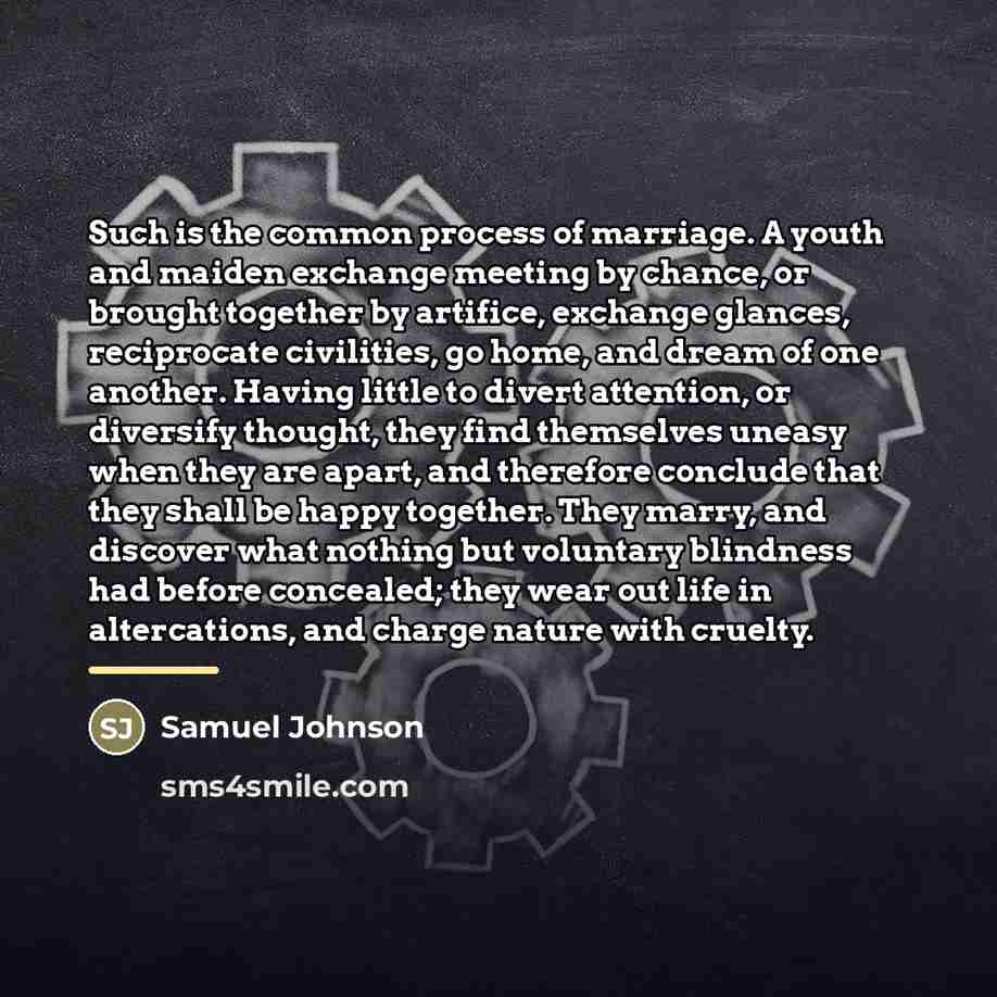 “Such is the common process of marriage. A youth and…” quote by Samuel Johnson