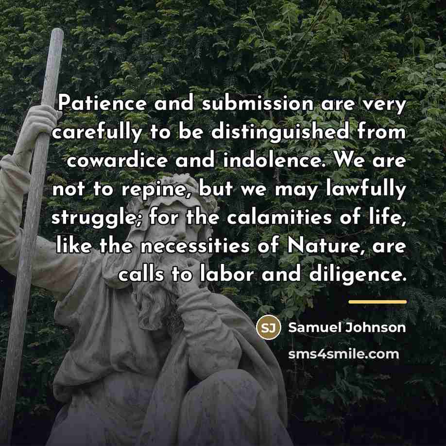 “Patience and submission are very carefully to be distinguished from…” quote by Samuel Johnson