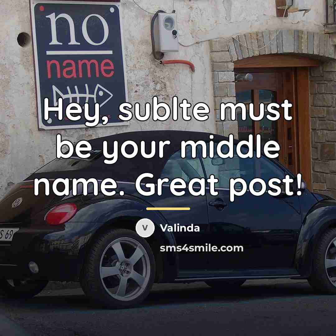 “Hey, sublte must be your middle name. Great post!…” quote by Valinda