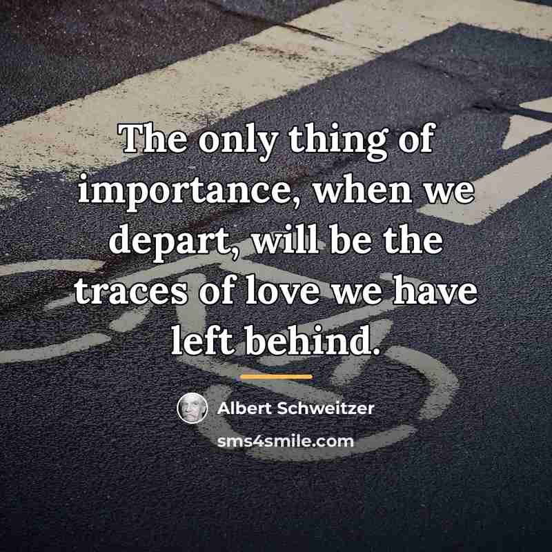 “The only thing of importance, when we depart, will be…” quote by Albert Schweitzer