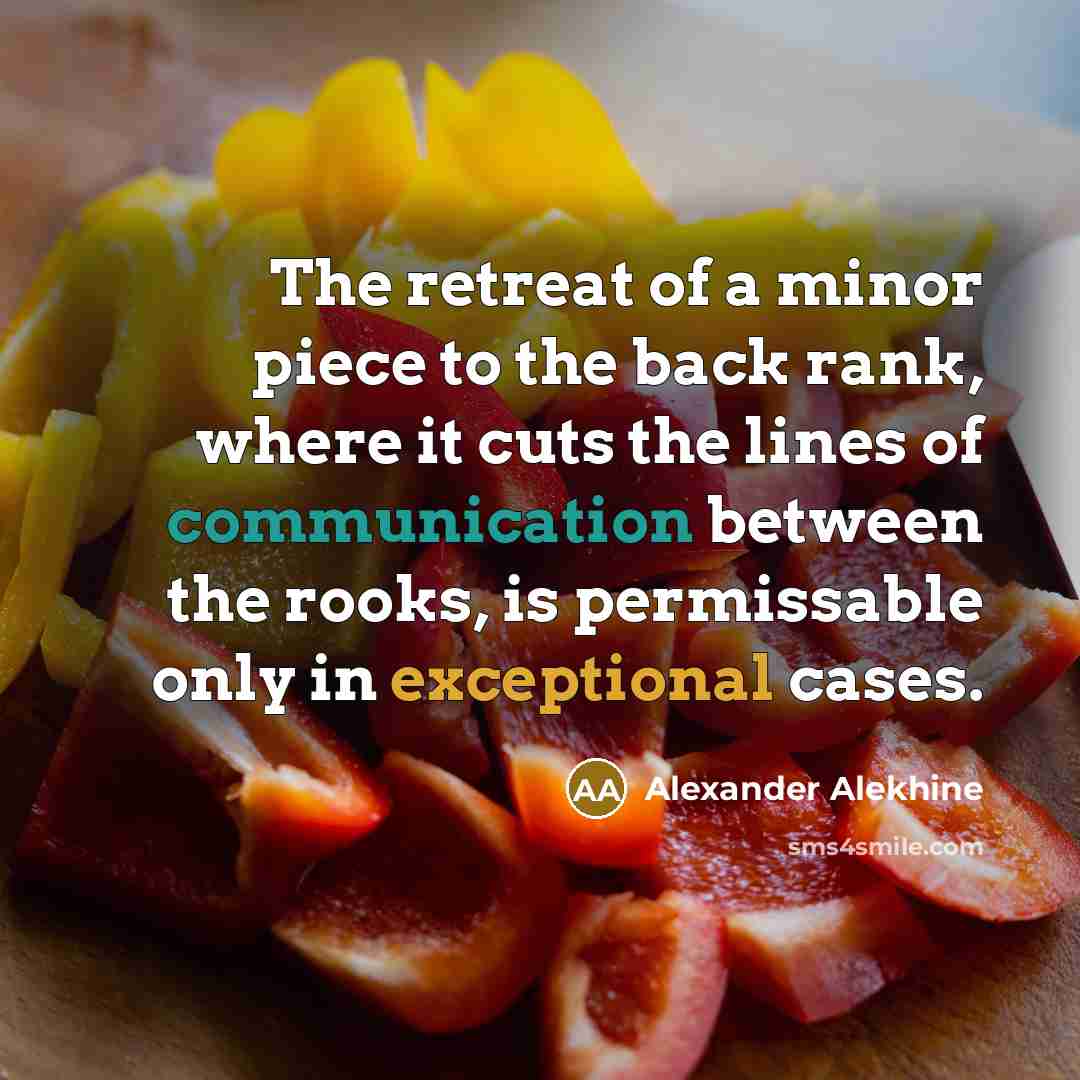 “The retreat of a minor piece to the back rank,…” quote by Alexander Alekhine