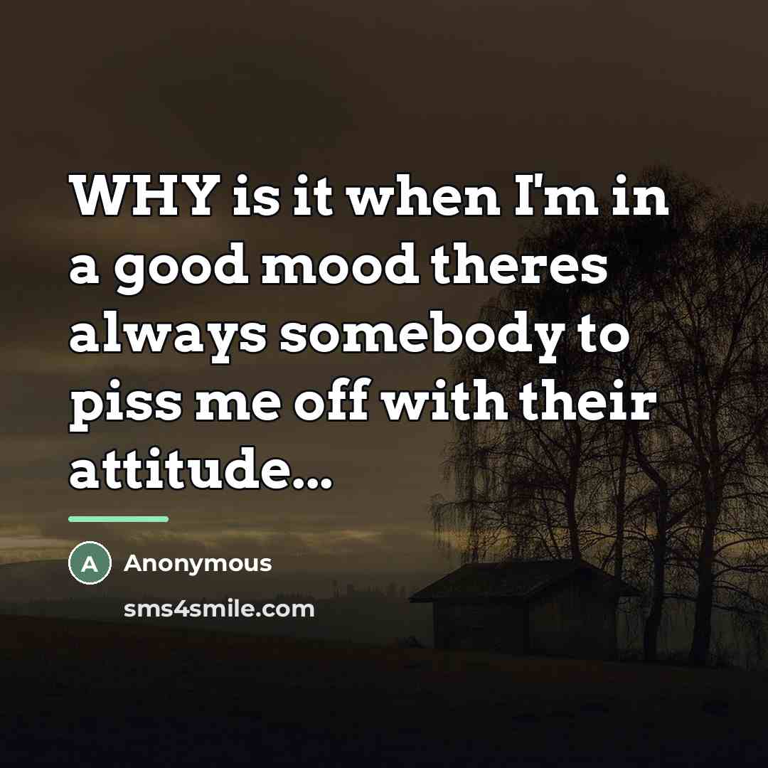 “WHY is it when I'm in a good mood theres…” quote by Anonymous