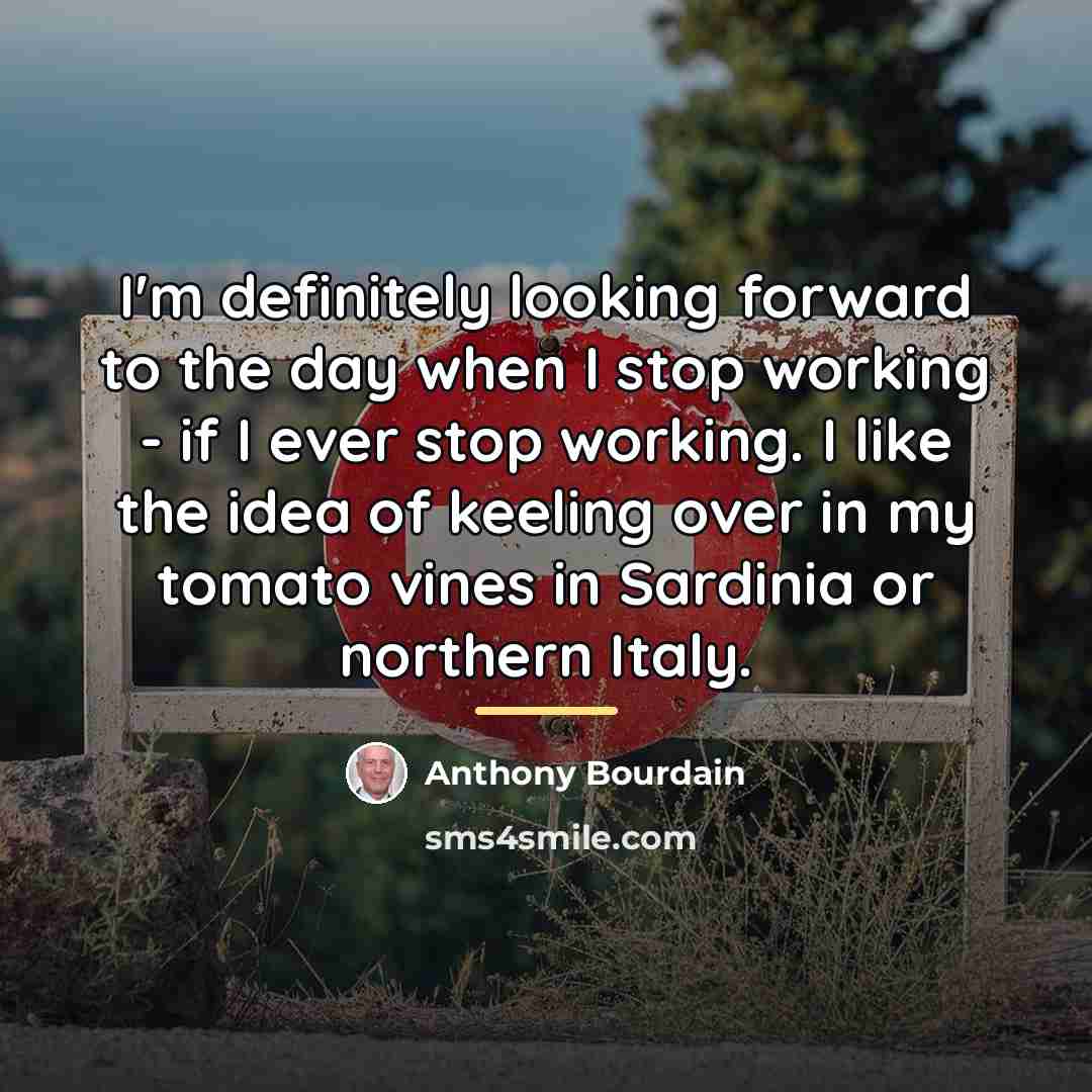 “I'm definitely looking forward to the day when I stop…” quote by Anthony Bourdain