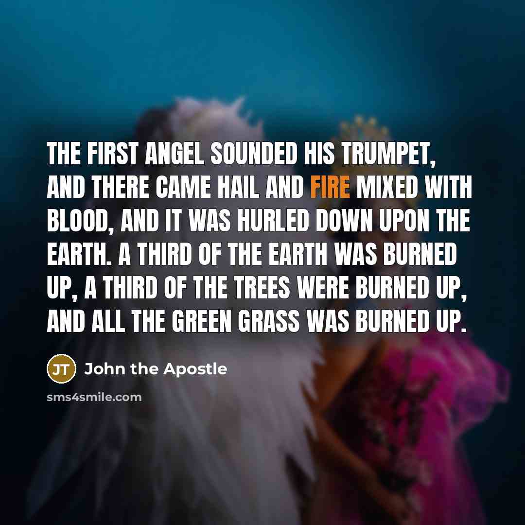 “The first angel sounded his trumpet, and there came hail…” quote by John the Apostle