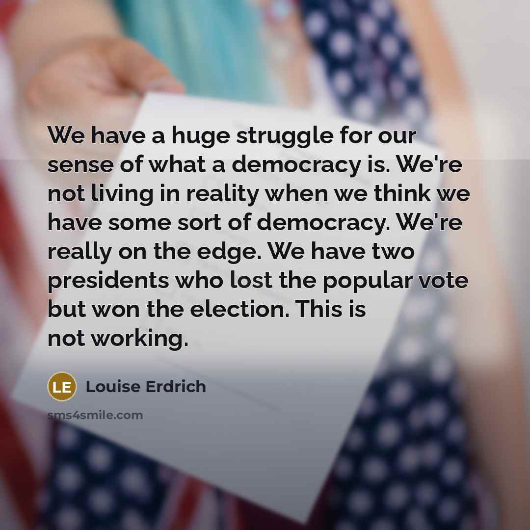 “We have a huge struggle for our sense of what…” quote by Louise Erdrich