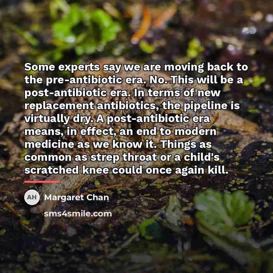 “Some experts say we are moving back to the pre-antibiotic…” quote by Margaret Chan