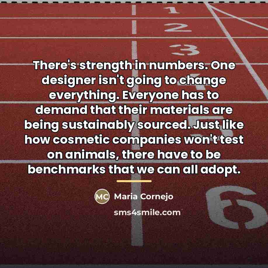 “There's strength in numbers. One designer isn't going to change…” quote by Maria Cornejo