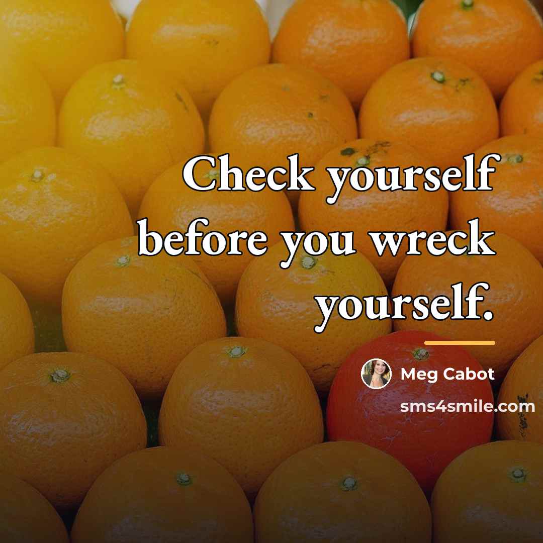 “Check yourself before you wreck yourself.…” quote by Meg Cabot