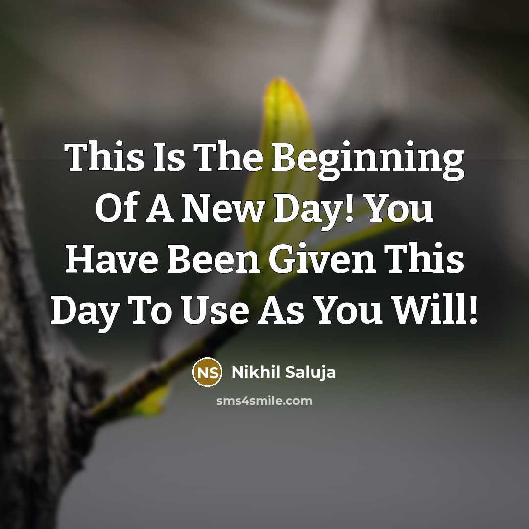 “This Is The Beginning Of A New Day! You Have Been Given This Day To Use As You Will!” quote by Nikhil Saluja