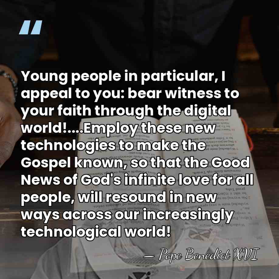 Young people in particular, I appeal to you: bear witness to your&hellip; - Pope Benedict XVI