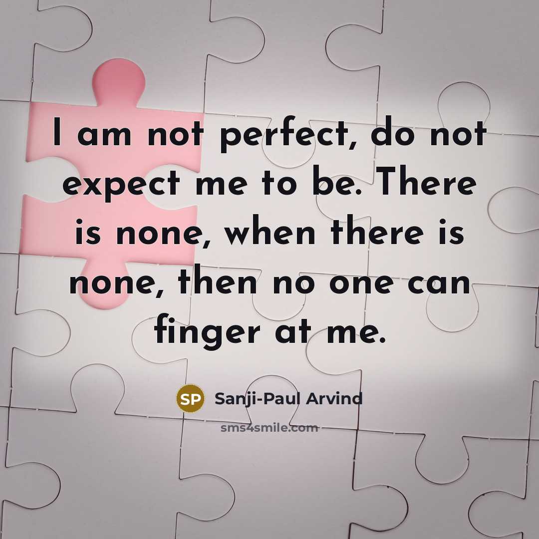“I am not perfect, do not expect me to be.…” quote by Sanji-Paul Arvind