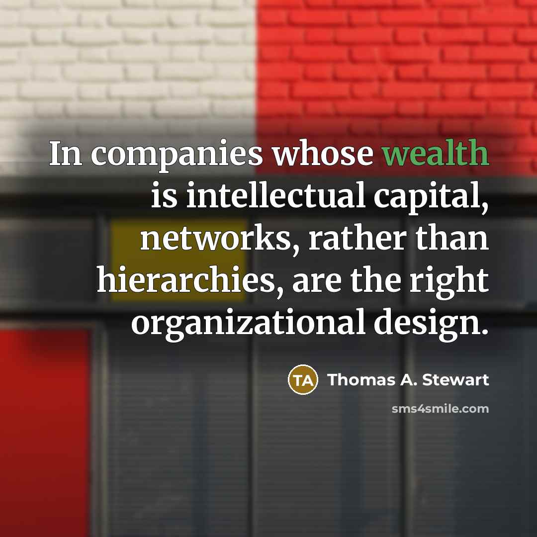 “In companies whose wealth is intellectual capital, networks, rather than…” quote by Thomas A. Stewart
