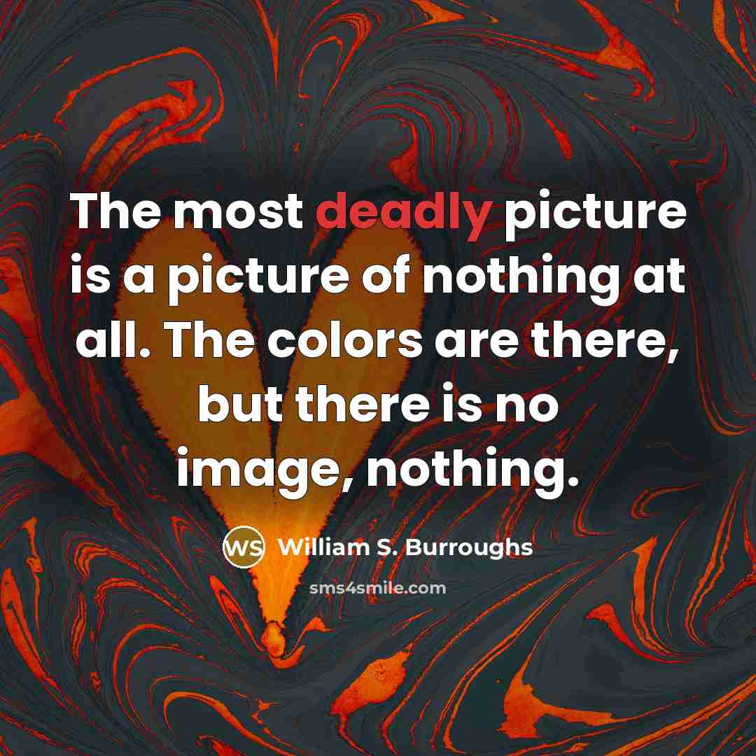 “The most deadly picture is a picture of nothing at…” quote by William S. Burroughs