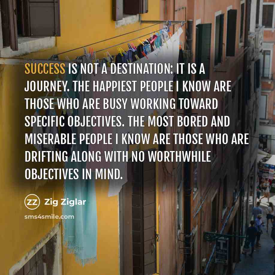 “Success is not a destination: It is a journey. The…” quote by Zig Ziglar