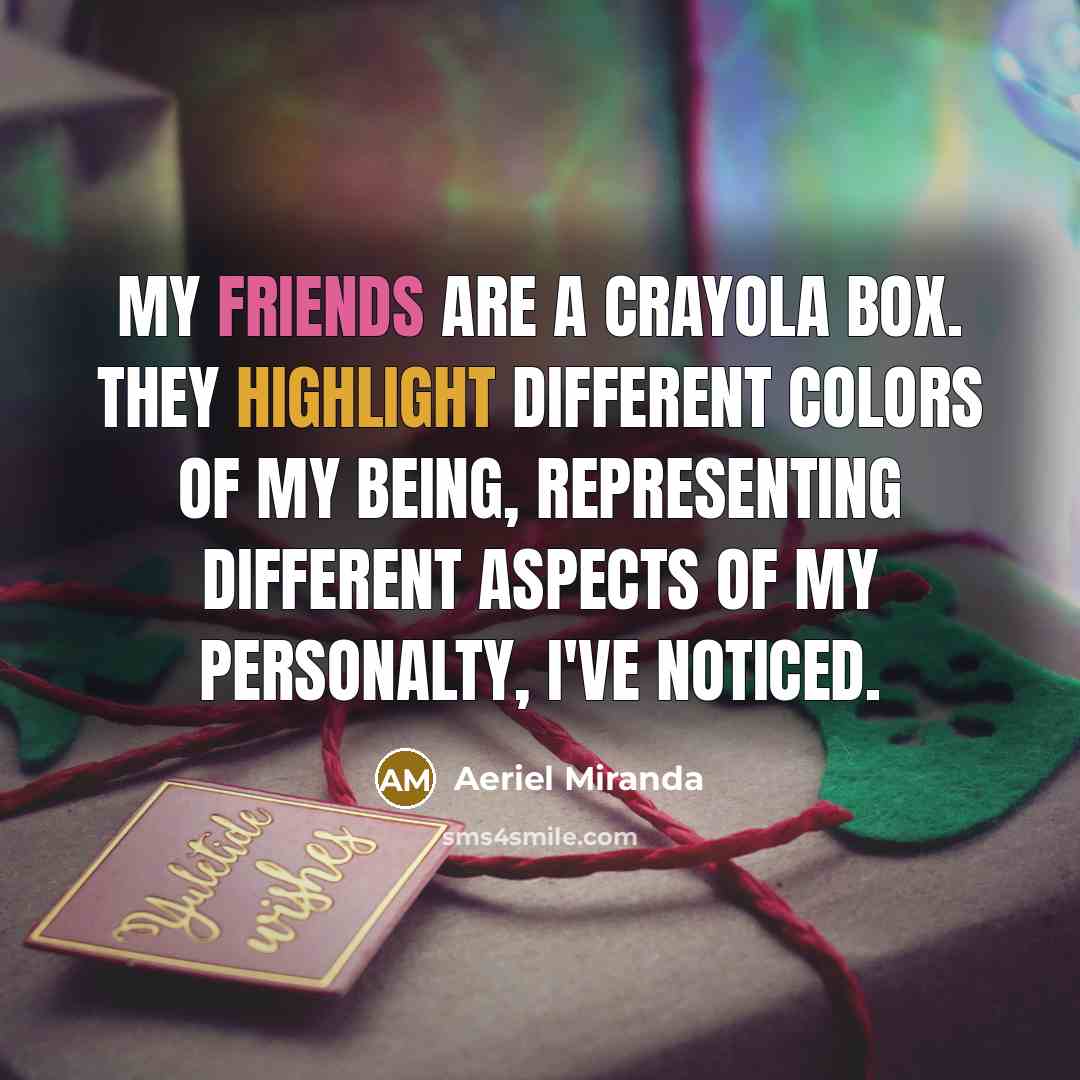 “My friends are a crayola box. They highlight different colors…” quote by Aeriel Miranda