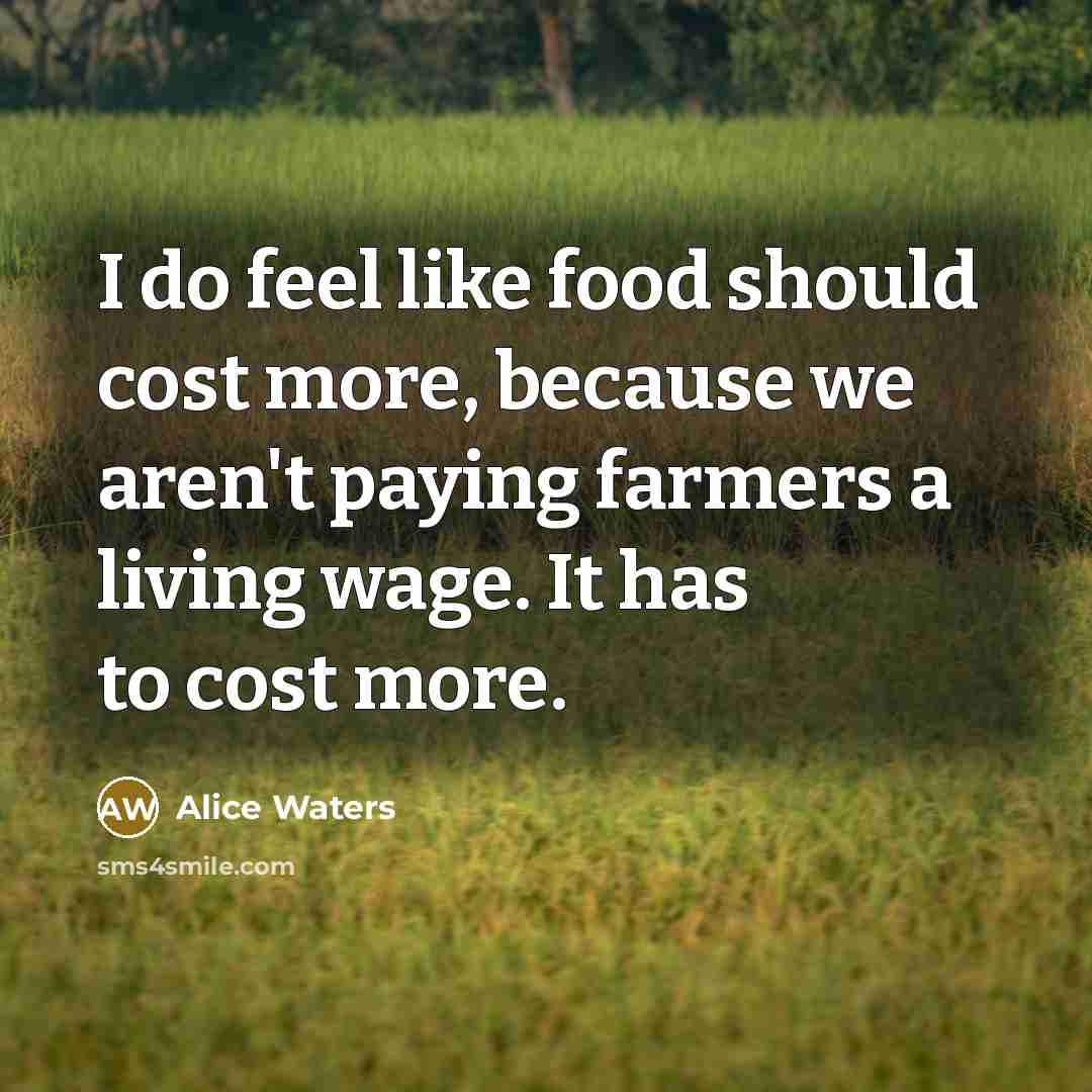 “I do feel like food should cost more, because we…” quote by Alice Waters