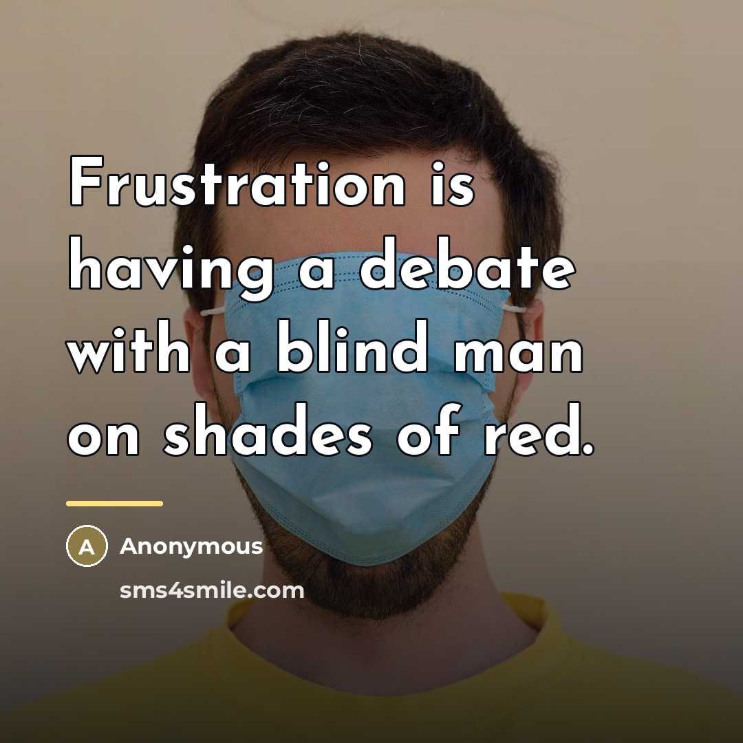 “Frustration is having a debate with a blind man on…” quote by Anonymous