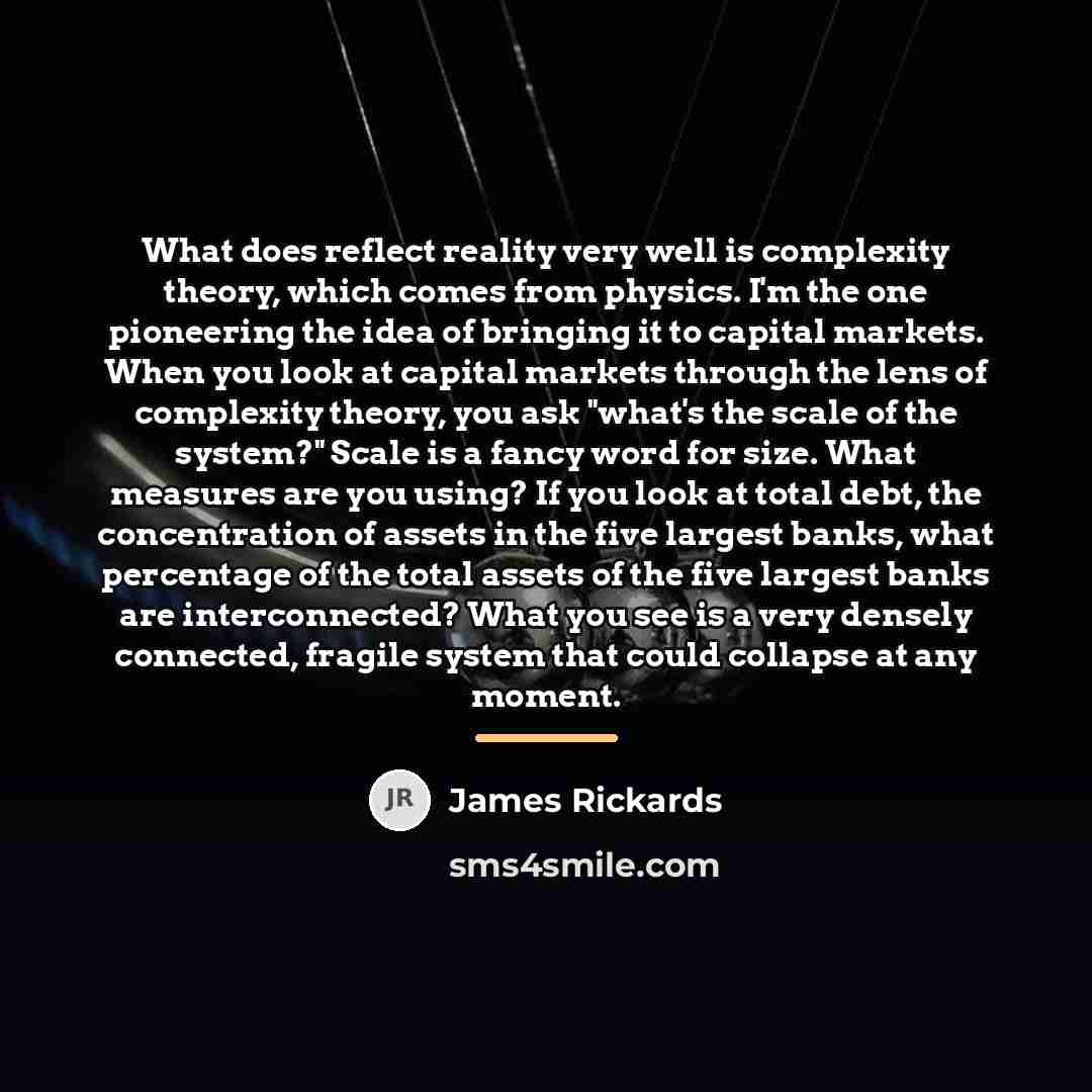 “What does reflect reality very well is complexity theory, which…” quote by James Rickards