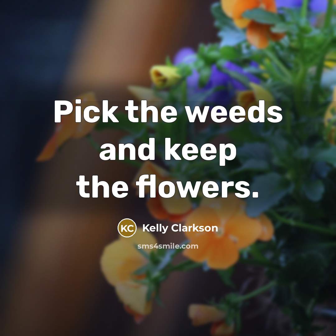 “Pick the weeds and keep the flowers.…” quote by Kelly Clarkson