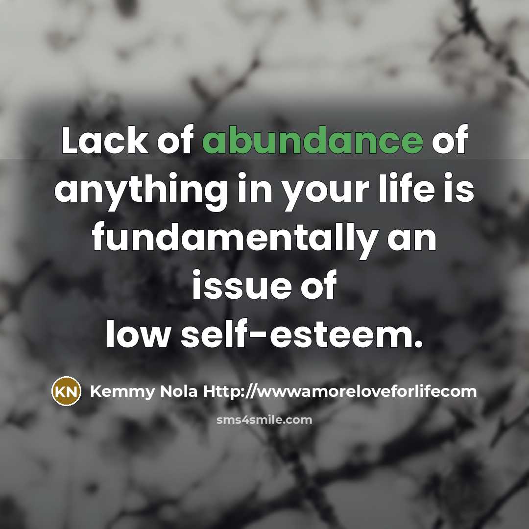 “Lack of abundance of anything in your life is fundamentally…” quote by Kemmy Nola Http://wwwamoreloveforlifecom