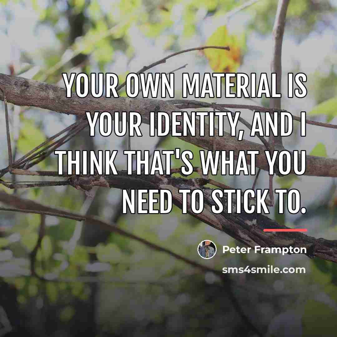 “Your own material is your identity, and I think that's…” quote by Peter Frampton