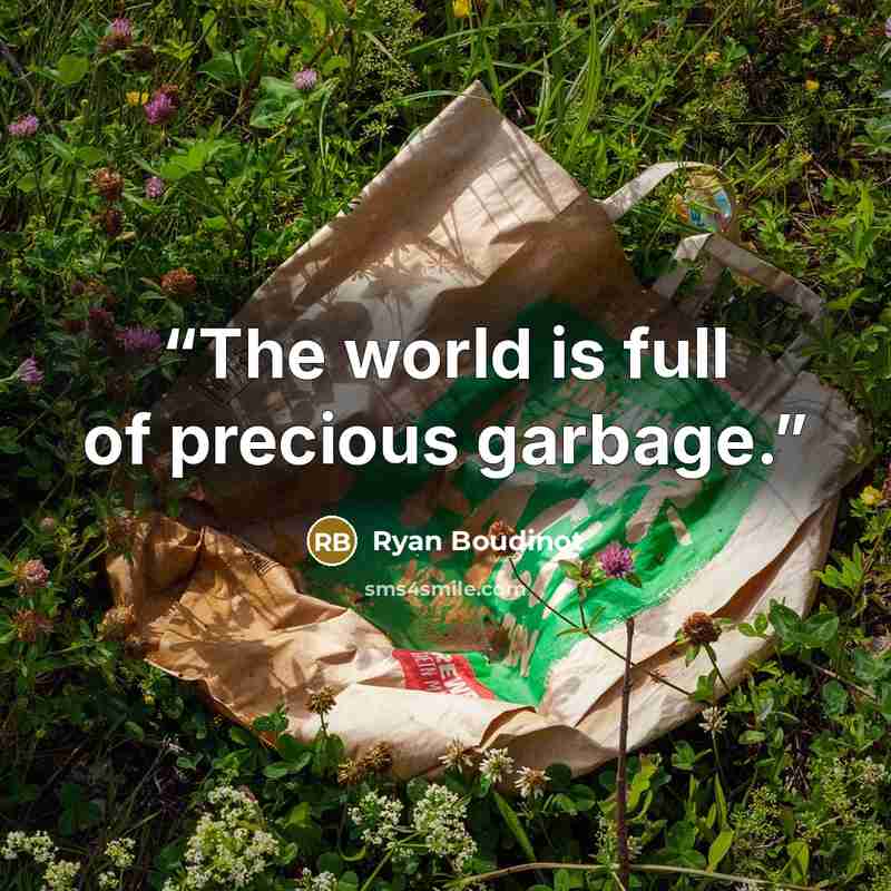 “The world is full of precious garbage.” quote by Ryan Boudinot