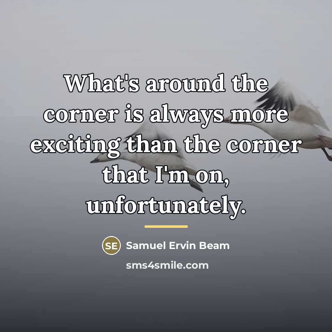 “What's around the corner is always more exciting than the…” quote by Samuel Ervin Beam