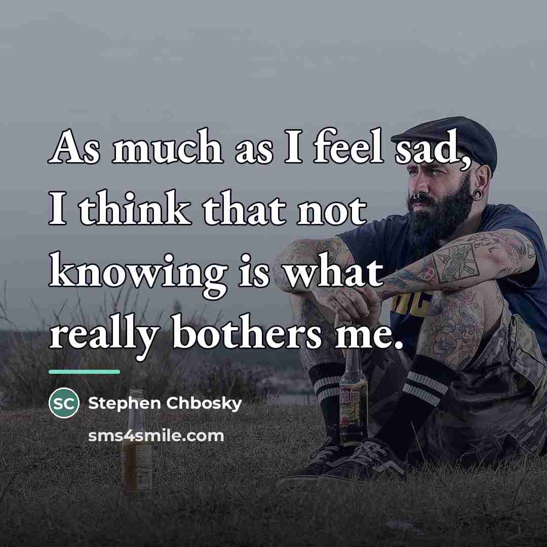 “As much as I feel sad, I think that not…” quote by Stephen Chbosky