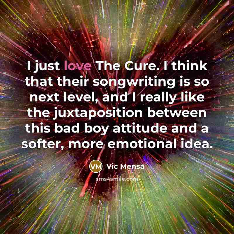 “I just love The Cure. I think that their songwriting…” quote by Vic Mensa