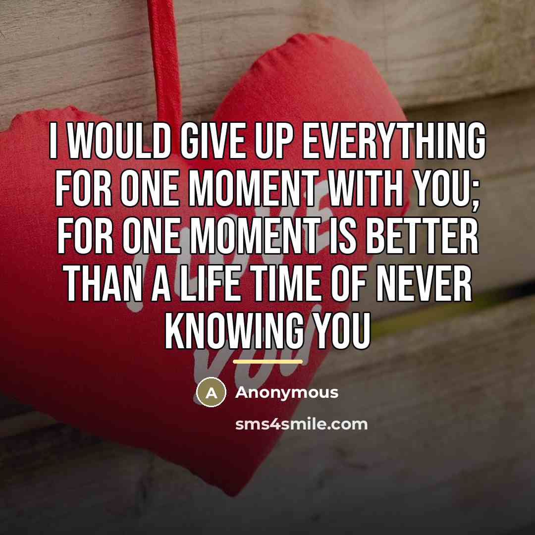 “I would give up everything for one moment with you;…” quote by Anonymous