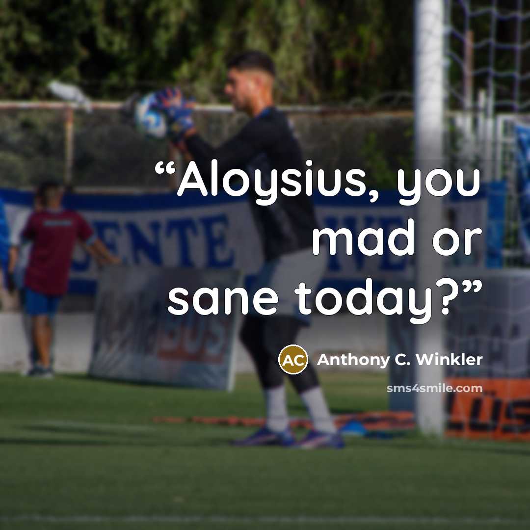 “Aloysius, you mad or sane today?” quote by Anthony C. Winkler
