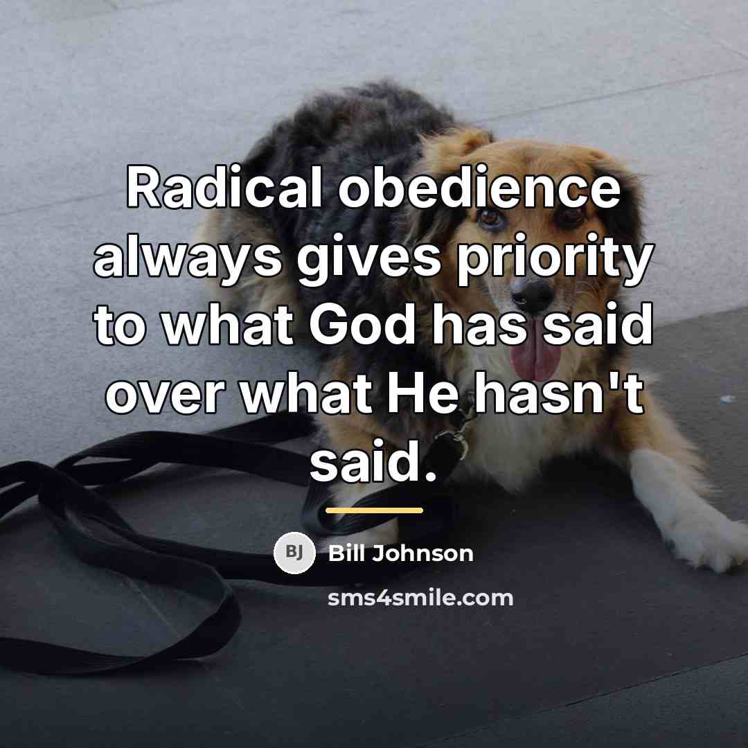 “Radical obedience always gives priority to what God has said…” quote by Bill Johnson