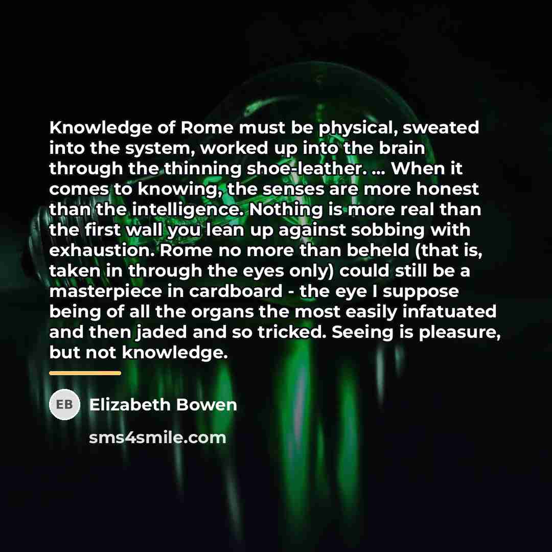 “Knowledge of Rome must be physical, sweated into the system,…” quote by Elizabeth Bowen