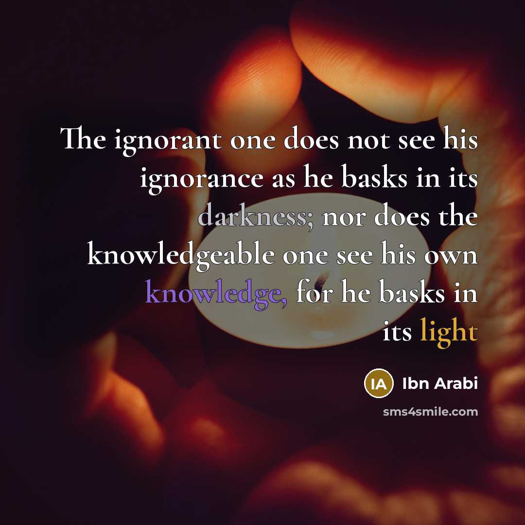 “The ignorant one does not see his ignorance as he…” quote by Ibn Arabi