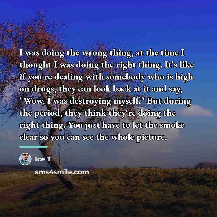 “I was doing the wrong thing, at the time I…” quote by Ice T