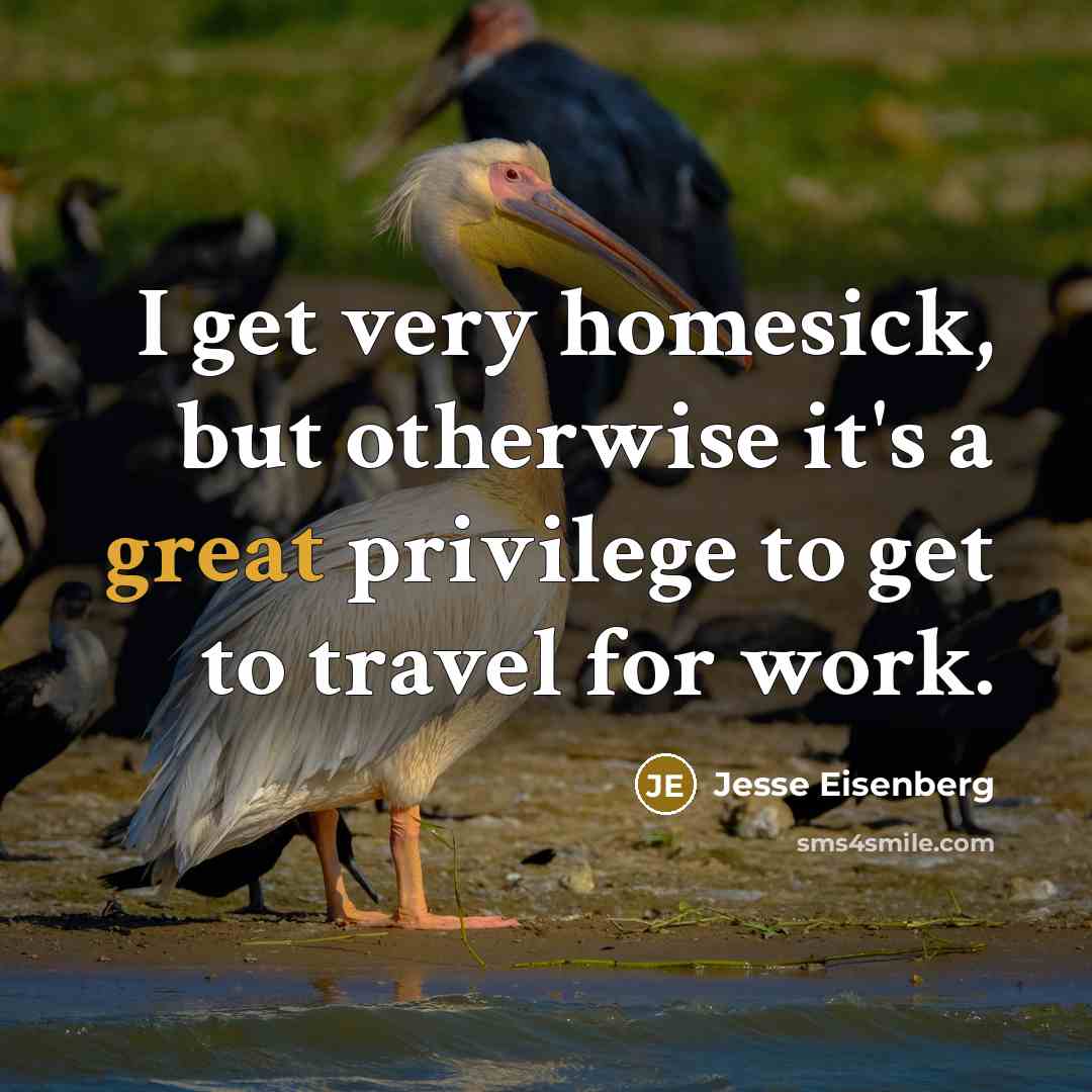“I get very homesick, but otherwise it's a great privilege…” quote by Jesse Eisenberg