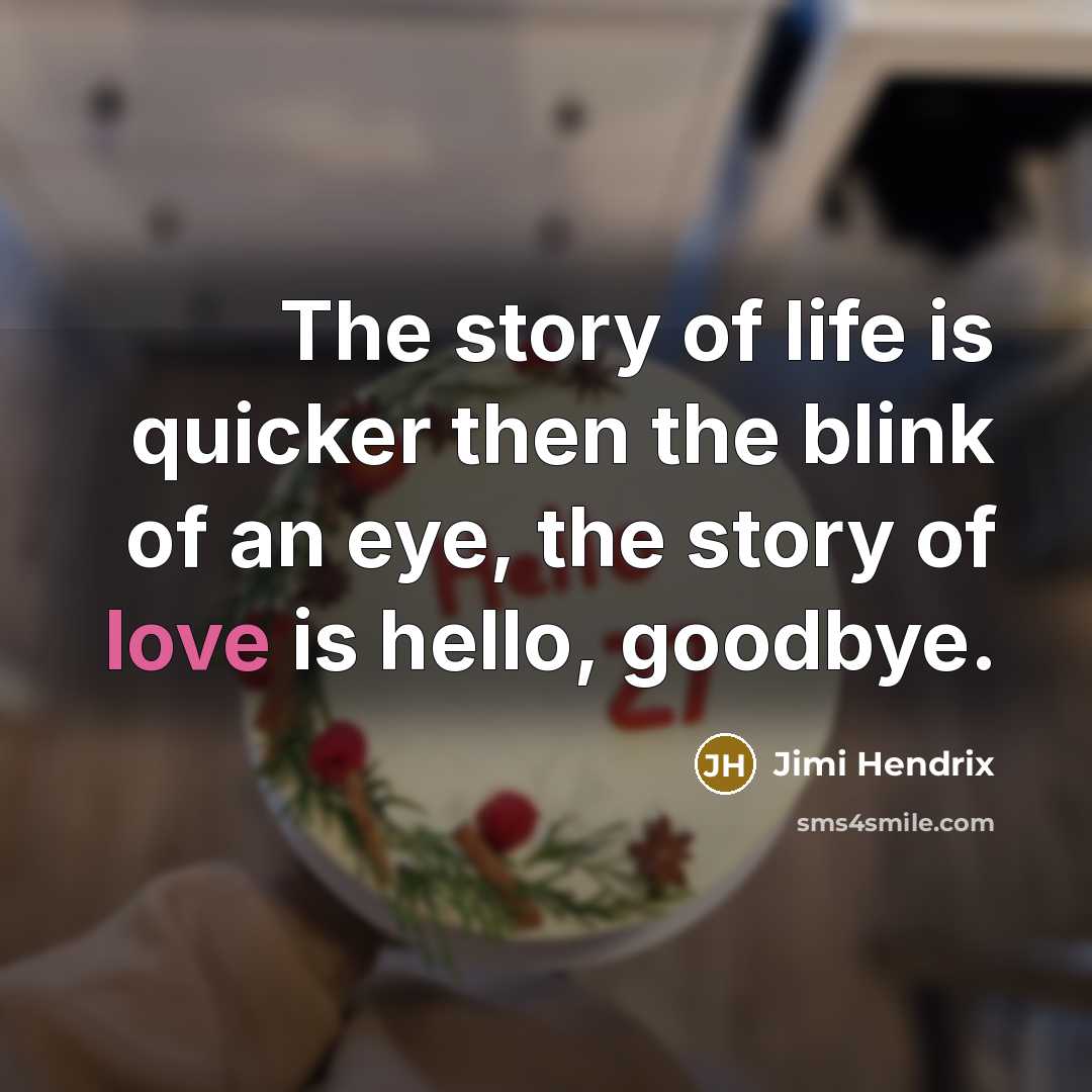 “The story of life is quicker then the blink of…” quote by Jimi Hendrix
