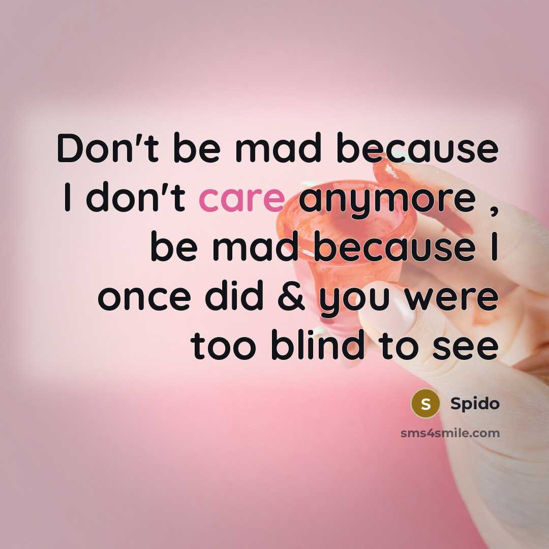 “Don't be mad because I don't care anymore , be…” quote by Spido