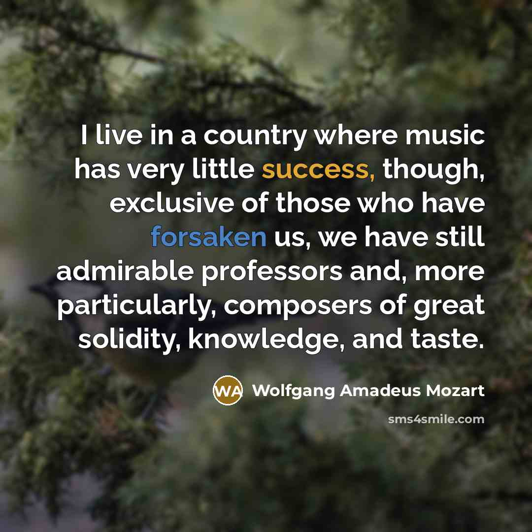 “I live in a country where music has very little…” quote by Wolfgang Amadeus Mozart