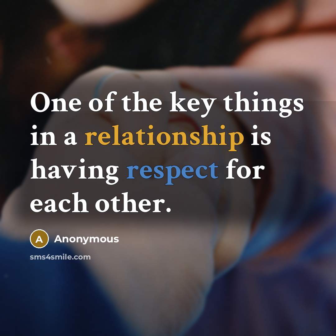 “One of the key things in a relationship is having respect for each other.” quote by Anonymous