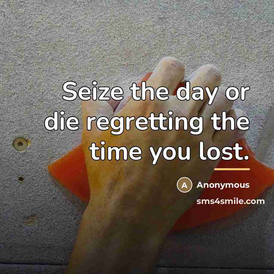“Seize the day or die regretting the time you lost.…” quote by Anonymous