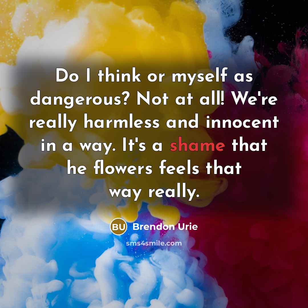 “Do I think or myself as dangerous? Not at all!…” quote by Brendon Urie