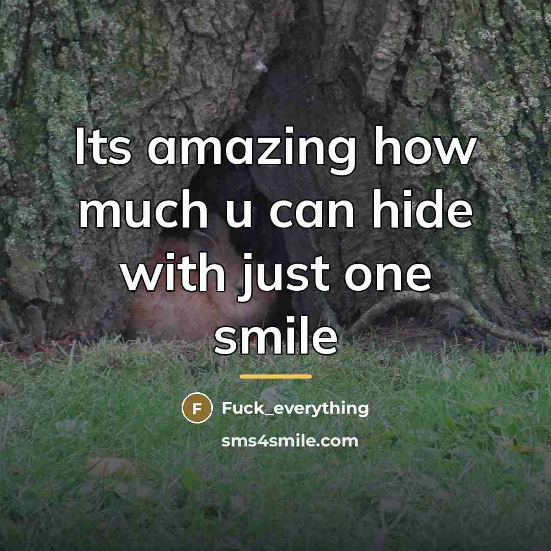 “Its amazing how much u can hide with just one…” quote by Fuck_everything