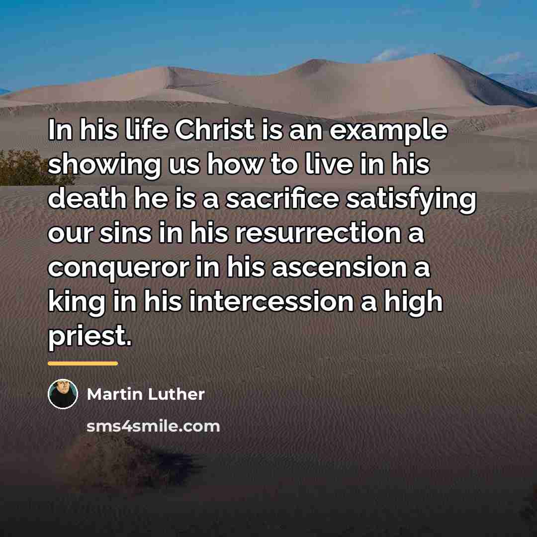 “In his life Christ is an example showing us how…” quote by Martin Luther