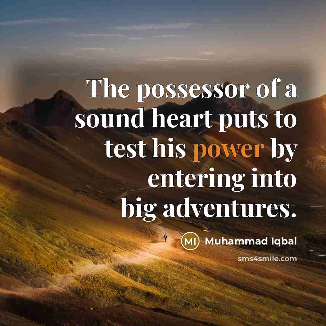 “The possessor of a sound heart puts to test his…” quote by Muhammad Iqbal