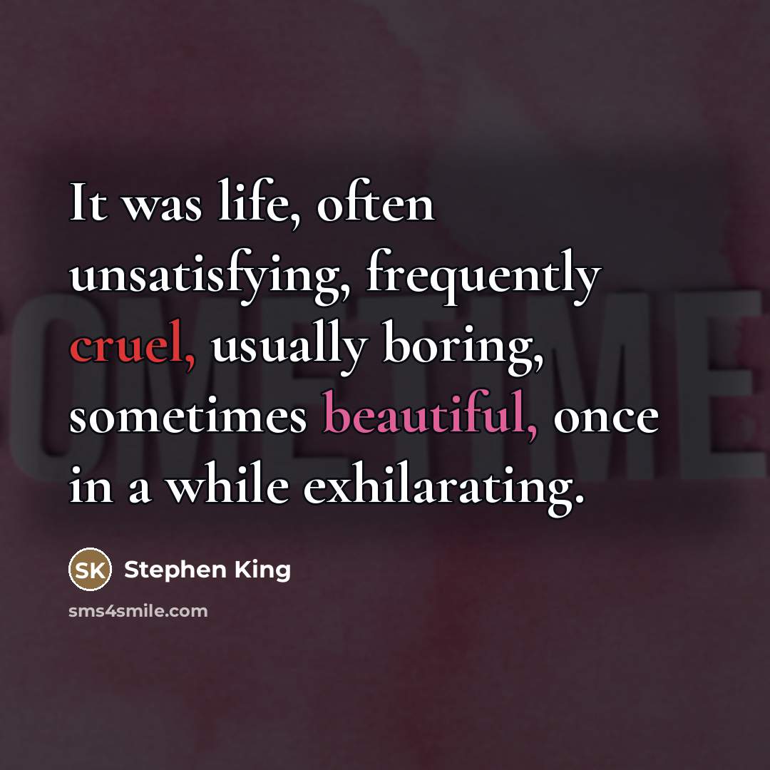 “It was life, often unsatisfying, frequently cruel, usually boring, sometimes…” quote by Stephen King