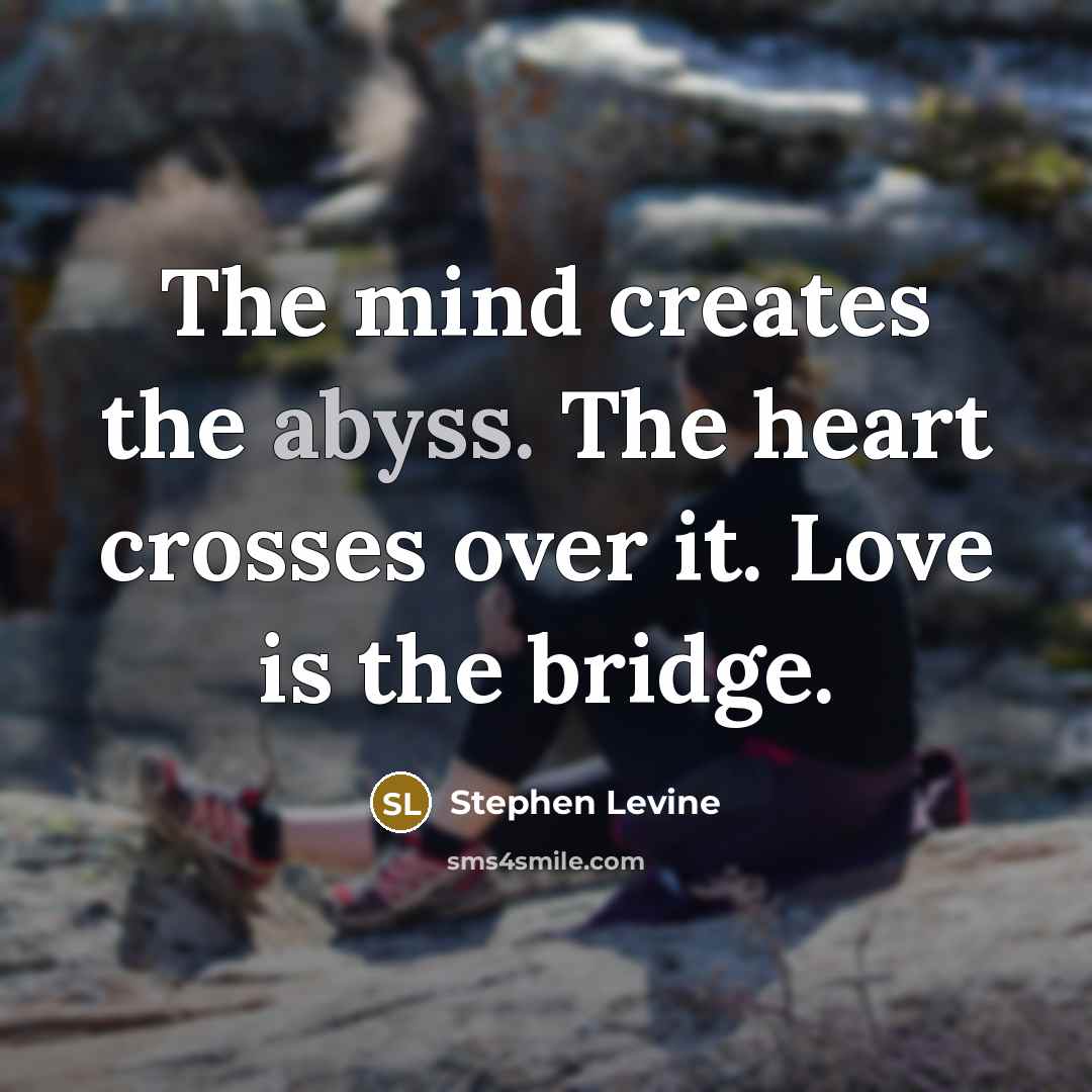 “The mind creates the abyss. The heart crosses over it.…” quote by Stephen Levine