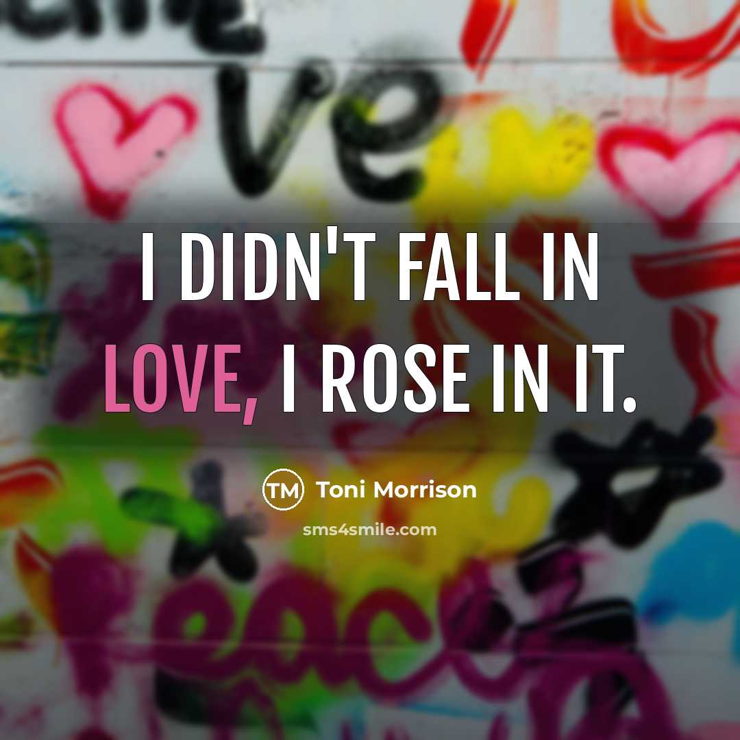 “I didn't fall in love, I rose in it.…” quote by Toni Morrison